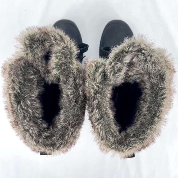 Khombu Slope Black Suede Rubber Brown Fur Lace Up All Terrain All Weather Boot 8 - Picture 9 of 10